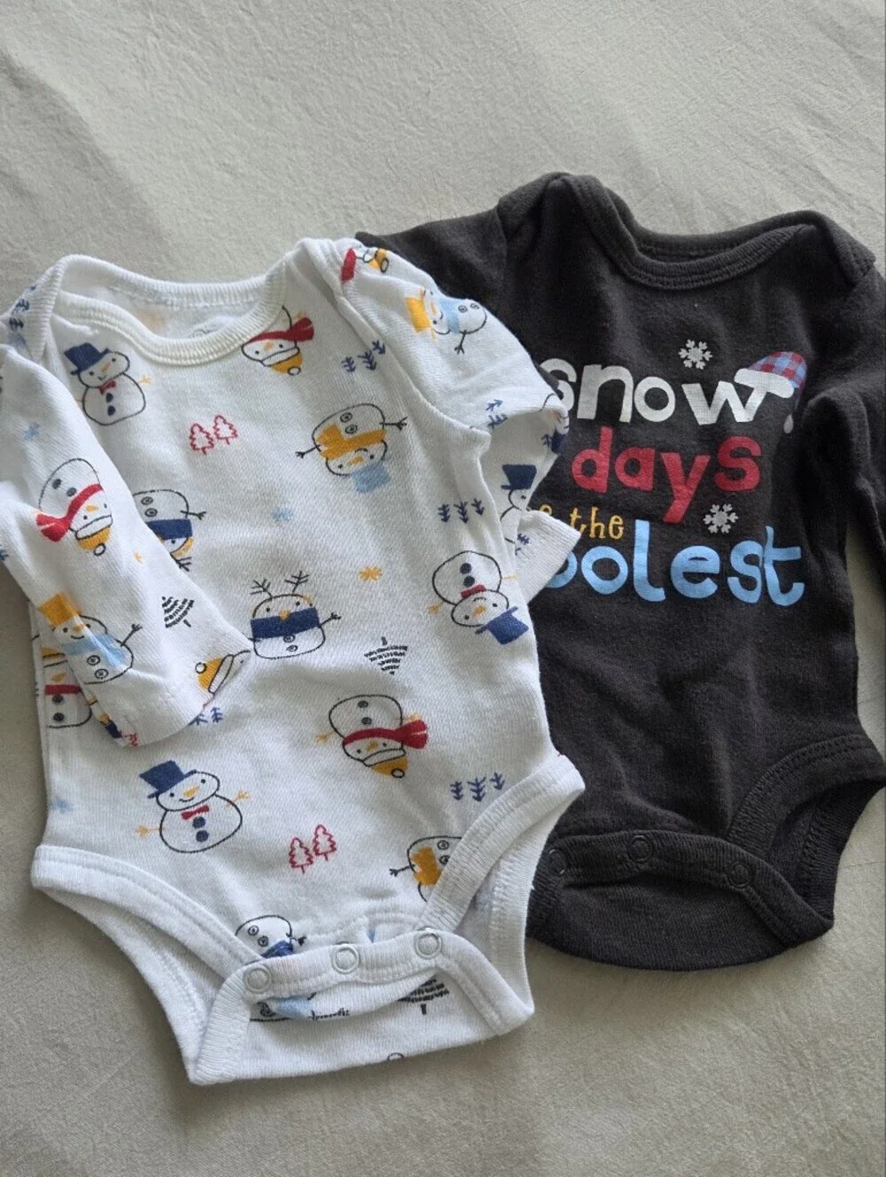 Koala Kids Baby Snowman One-Piece Bodysuit Set - White, Black, Light Blue